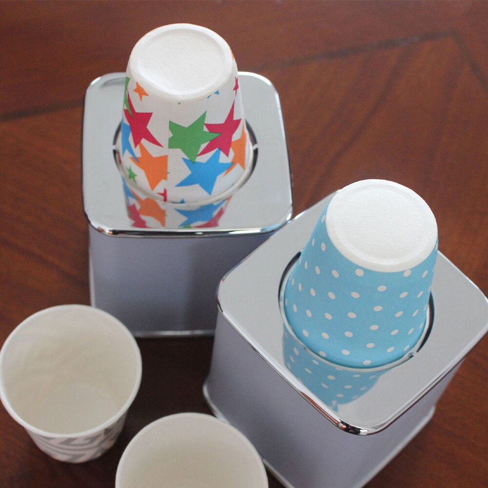 Disposable Water Cup Dispenser Paper Cup Dispenser Type Beverage Cup Holder with 20PCS Cup (Random Pattern Cup)