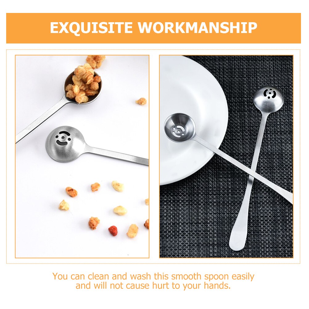 Long Handle Spoon Colander Strainer Spoon Stainless Steel Seasoning Scoop Colander