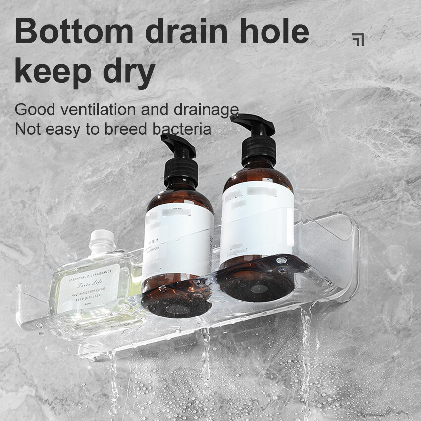 Estante organizador para el baño, soporte transparente para botellas de Gel de ducha montado en la pared, soporte de plástico sin perforación para el hogar, estante para mascotas