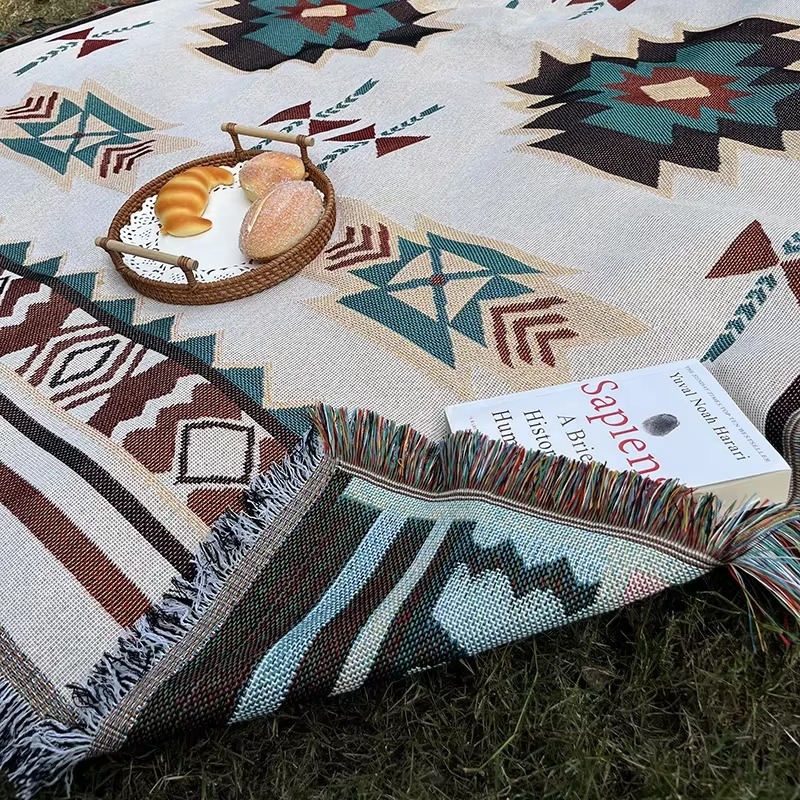 Nueva estera de Picnic a cuadros bohemia, manta para acampar en interiores y exteriores, tela de Picnic de punto portátil, funda para sofá, mantas para tienda
