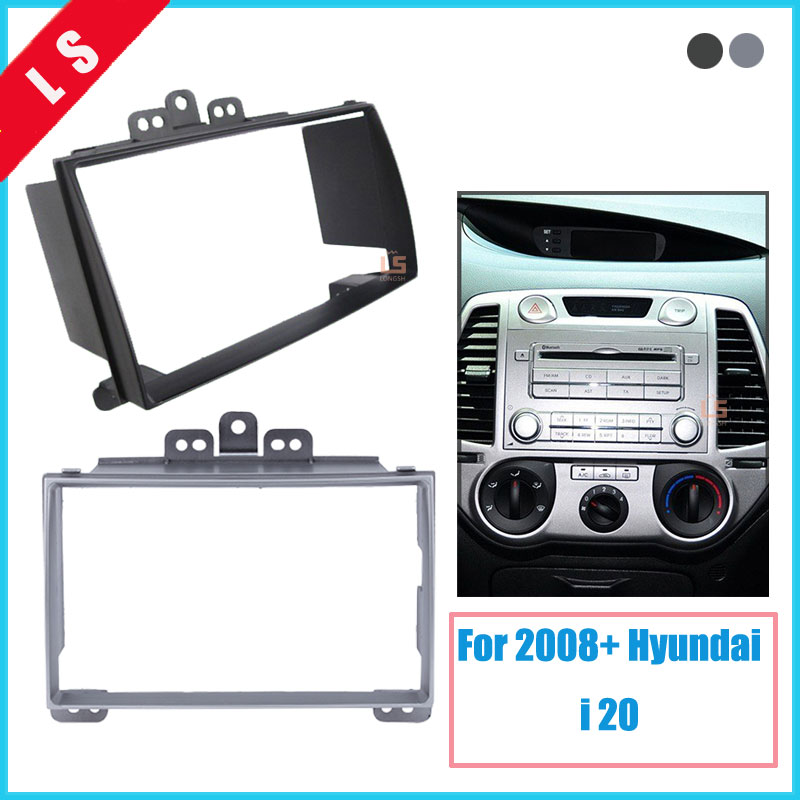 Doppel DIN Funkfront Für Hyundai I20 2008+ – Silberner Plattenrahmen Armaturenbrett Adapter