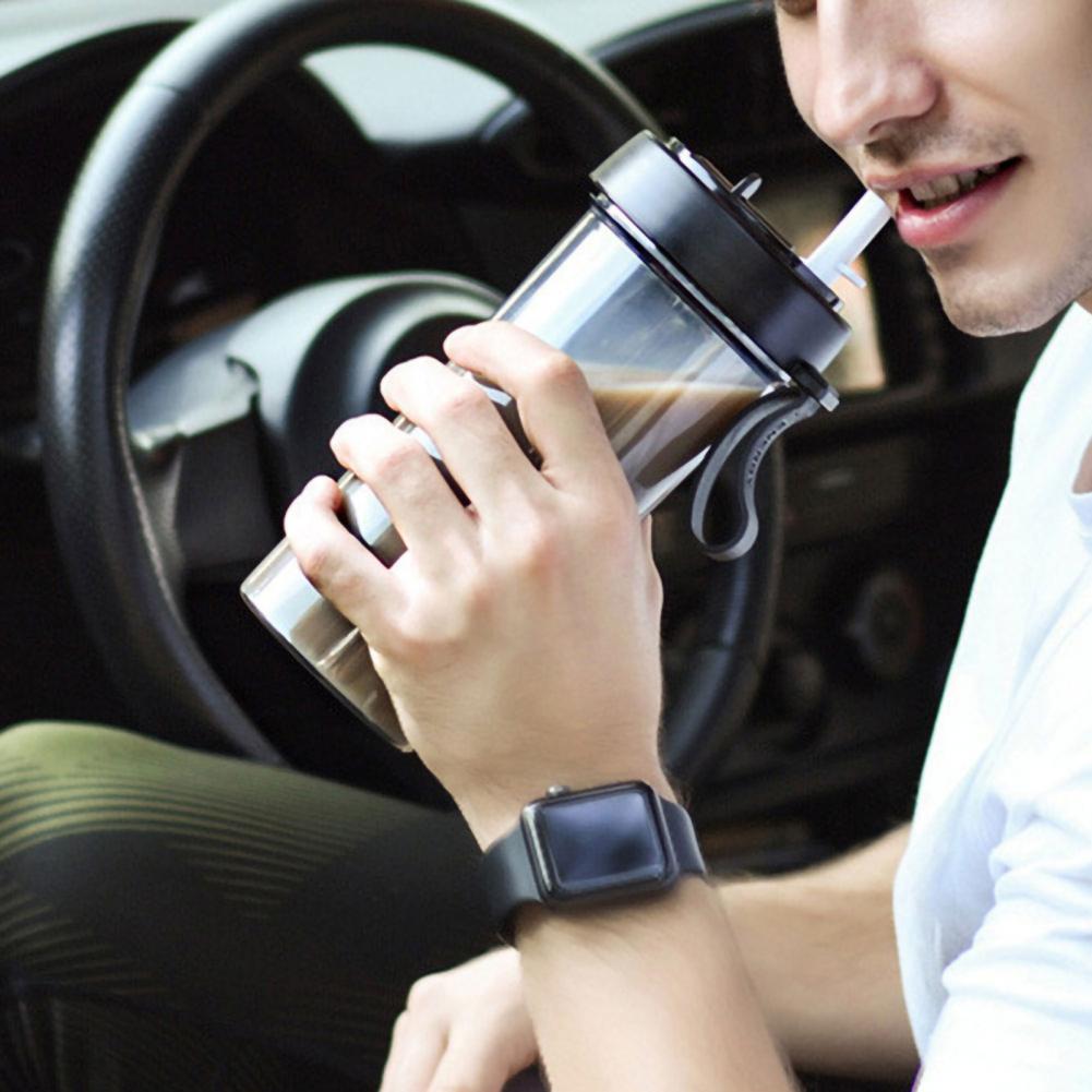 420/600ml Portable Dual Straw Separate Drink Water Beverage Bottle Couples