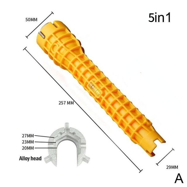8 In 1 Anti-Slip Multi Sleutel Keuken Reparatie Sanitair Wrench Tool 8 In 1 Goot Magic Wrench Sink kraan Sanitair Gereedschap Magic Wrench: Yellow 5 in 1