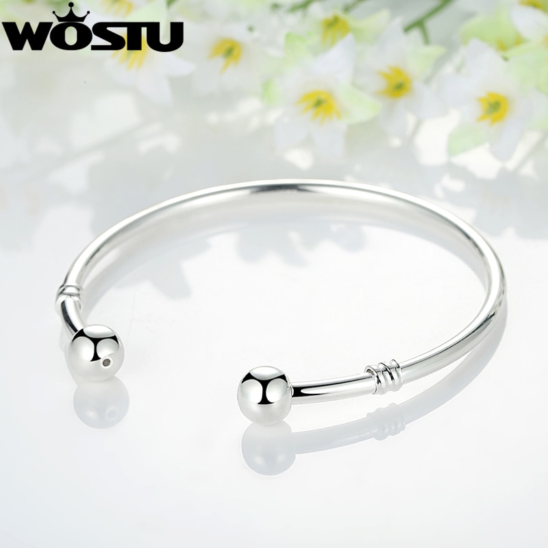 WOSTU Zilveren Europese Charm Bead Bangle & Armband Mode-sieraden Voor Vrouwen Mannen XCH3040