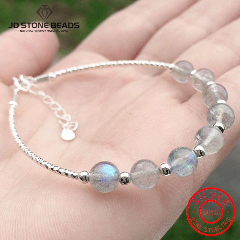 Morango quartzo pulseira moonstone 925 prata esterlina pulseira para mulheres presentes artesanais moda jóias