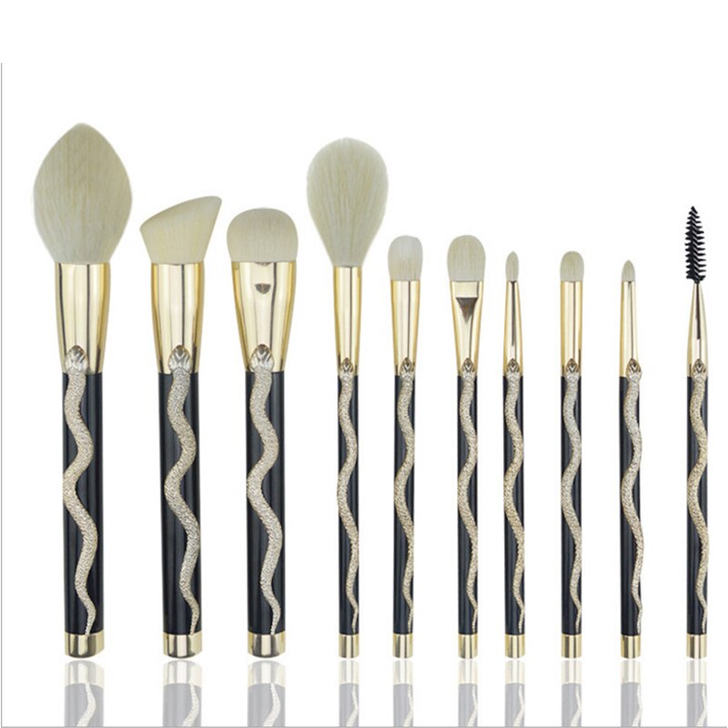 Luxe 10 -delige set make-upkwasten in goud en zilver, koffer, cosmetica, make-uptool, make-upkwastenemmer, opbergdoos