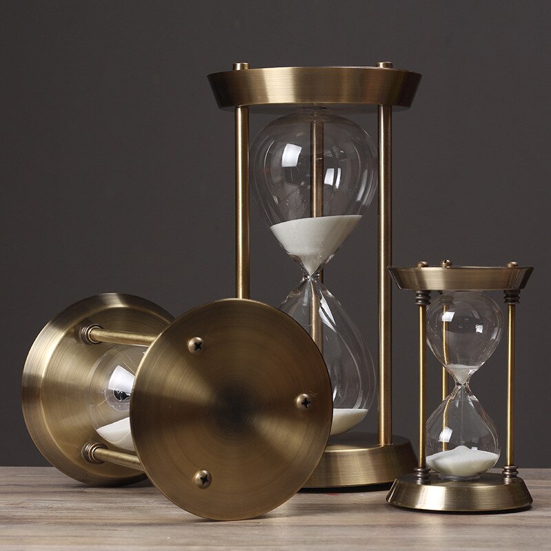 Retro metal time hourglass pendulum timer Sand Timer Wooden Hour Glass Clock Home Decoration Decor