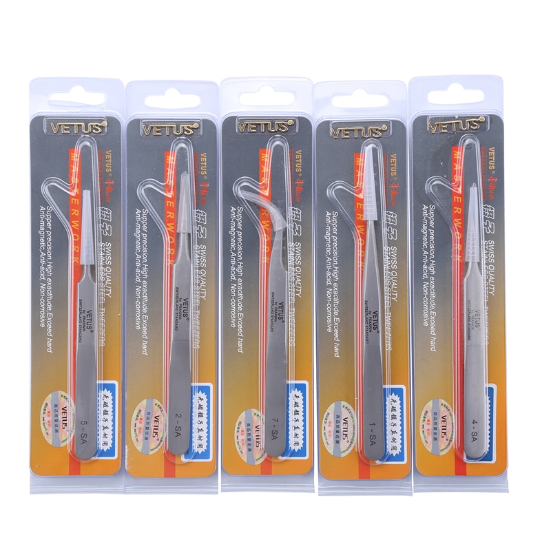 Hohe Präzision SA Serie VETUS Pinzette Pinzas Edelstahl Antimagnetisch Anti Säure Pinzette SS-SA 00-SA 5B-SA 7-SA