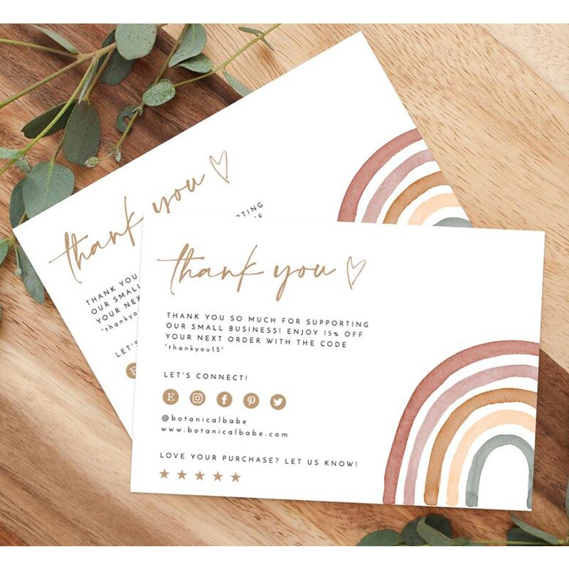 ADD YOUR LOGO Small Business Thank You Card Printable Business Thank You For Your Order Card For Small Shop Packet 3.5x2''