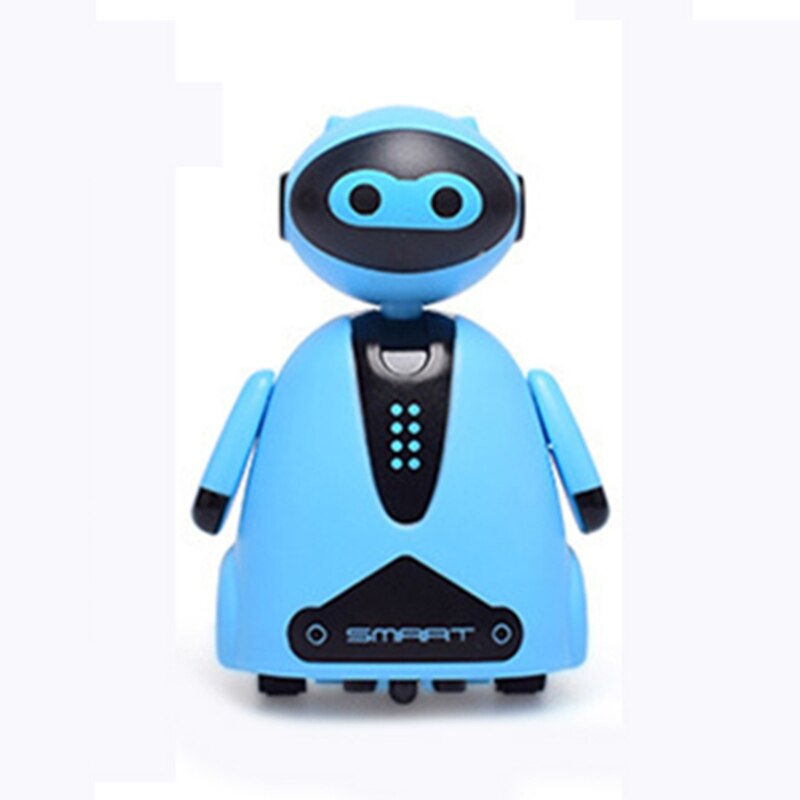 Inductive Electric Robot with LED Light Auto-Induction Car Follows Black Line Novelty Track Vehicle Toys for Children: Blue