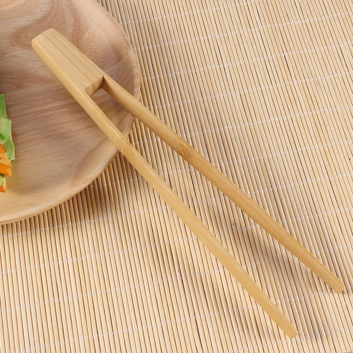 Bamboo Toaster Kitchen Tongs Long Easy Grip Toaster Serving Tongs for Cooking Toast Bread Barbecue Grilling Baking Frying