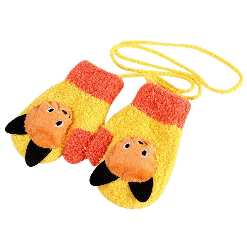 Kinderen Meisjes Jongens Winter Handschoenen Cartoon Dier Patchwork Warm Houden Wanten Handschoenen Pak Voor 2-4 Jaar Kinderen @ 10