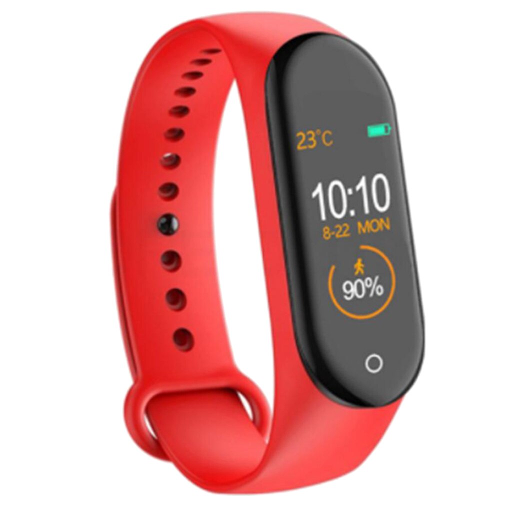 M4 Bluetooth Smart Watch Heart Rate & Blood Pressure Monitor Fitness Tracker: Red