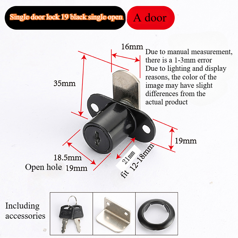 Serratura per porta dell'armadio doppia aperta Serratura per porta dei mobili con linguetta di svolta oposta a forma di 7: Glassato