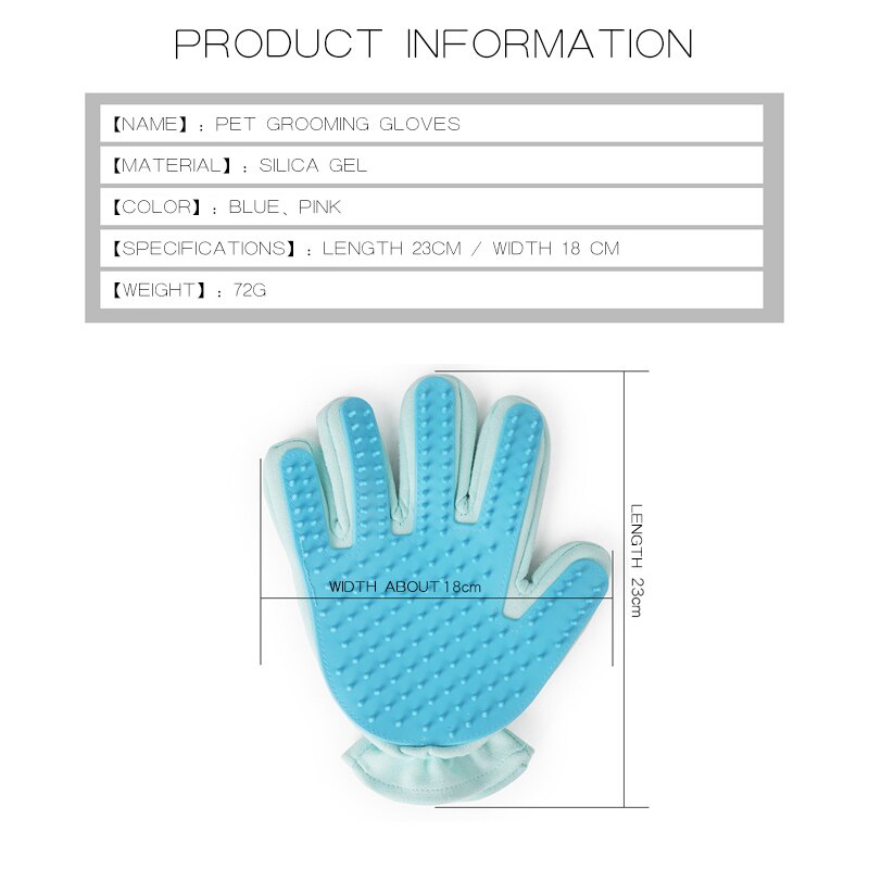 Guante de cepillo para mascotas, cepillo elástico suave de silicona para masaje, cepillo removedor de pelo para gatos, cepillo eficiente para perros, suministros de limpieza