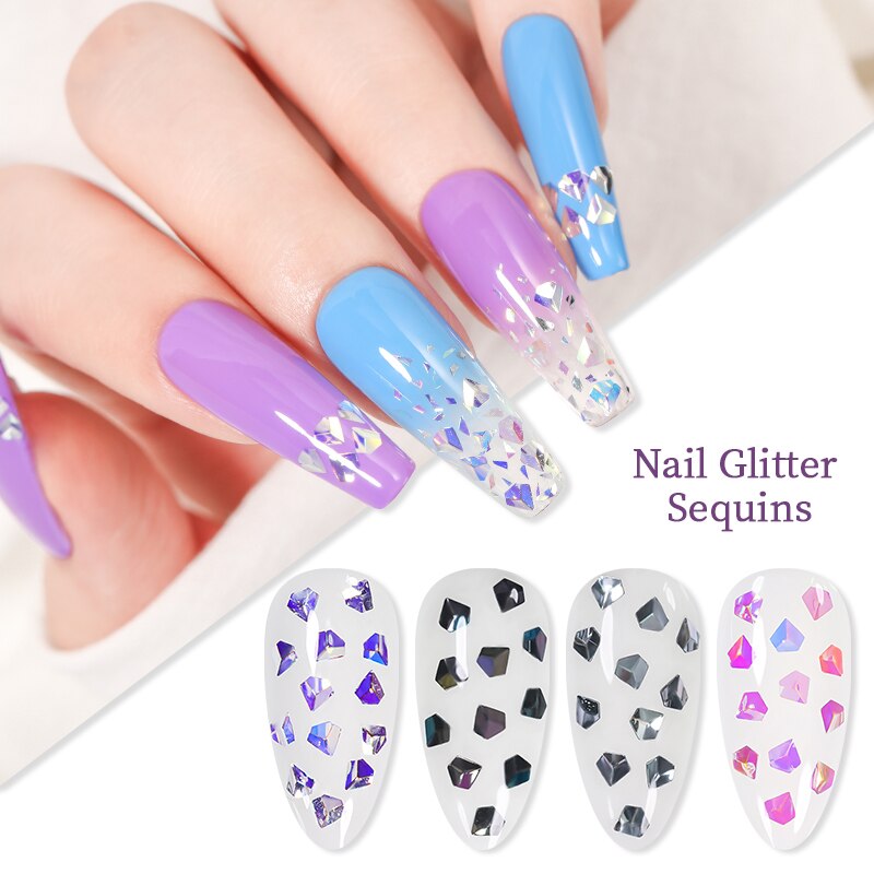 Holographiques ongles paillettes mélange étoile coeur rond flocons miroir irrégulière Paillette ultra-mince paillettes 3D Nail Art décoration