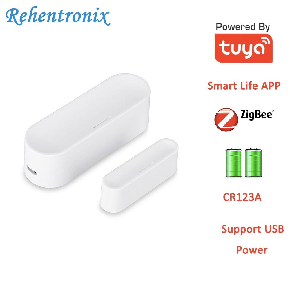 Alexa ZigBee CR123A Battery Powered Anti-Tamper ZigBee3.0 USB Door Window Contact Sensor Tuya Powered Smart Life APP Control