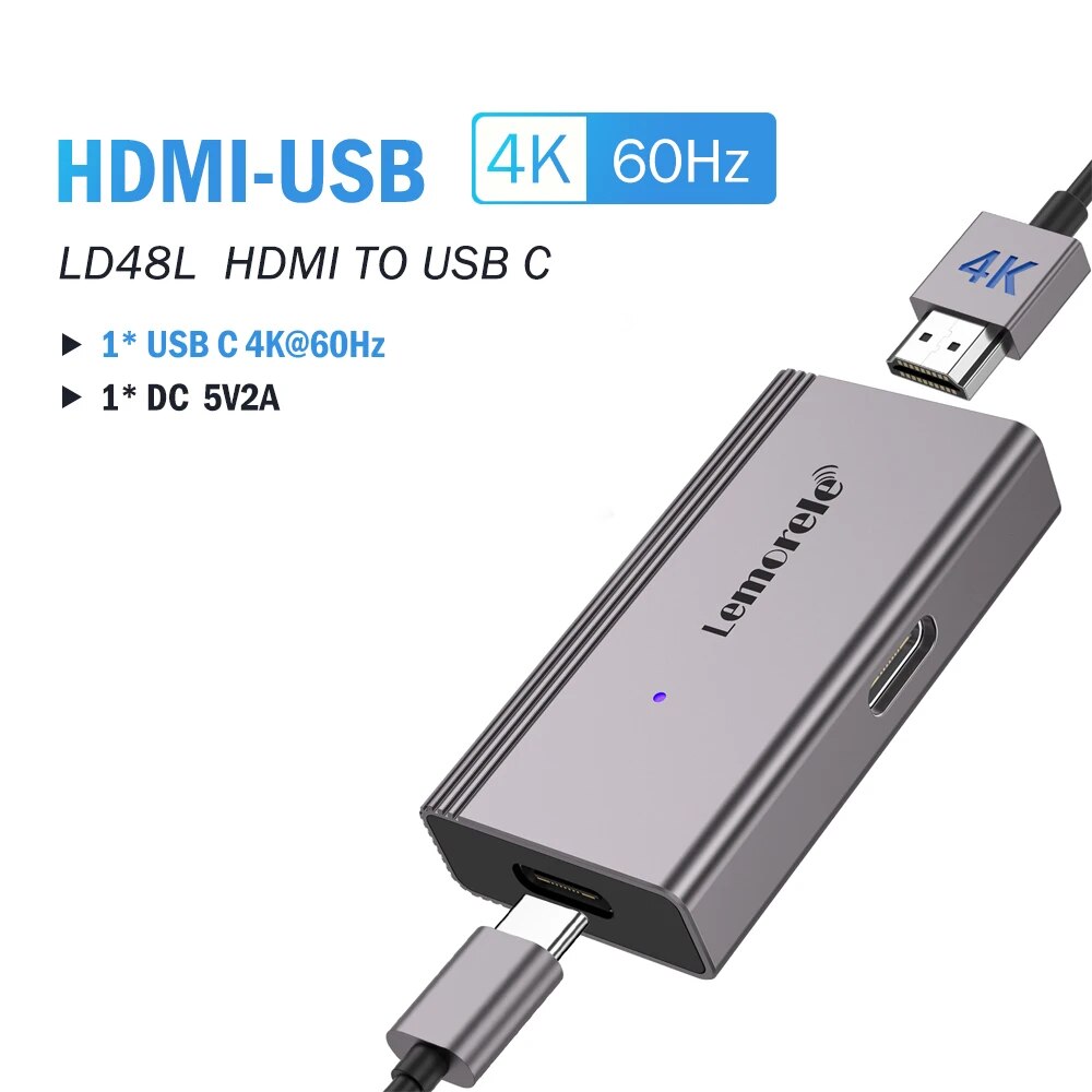 Lemorele HDMI na USB C 4k 60Hz AR Konwerter okularów Adapter HDMI Wyświetlacz do przenośnych konsol do gier USB-C Różne pudełko TV: Default Title