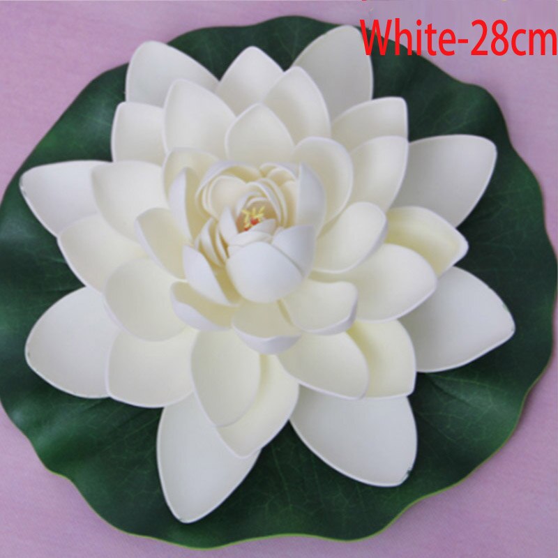 Künstliche Wasser Lilie Schwimm Blume Teich Anlage Ornament 10/18/28cm Hochzeit Heimat Garten Party Dekorationen: Weiß 28cm