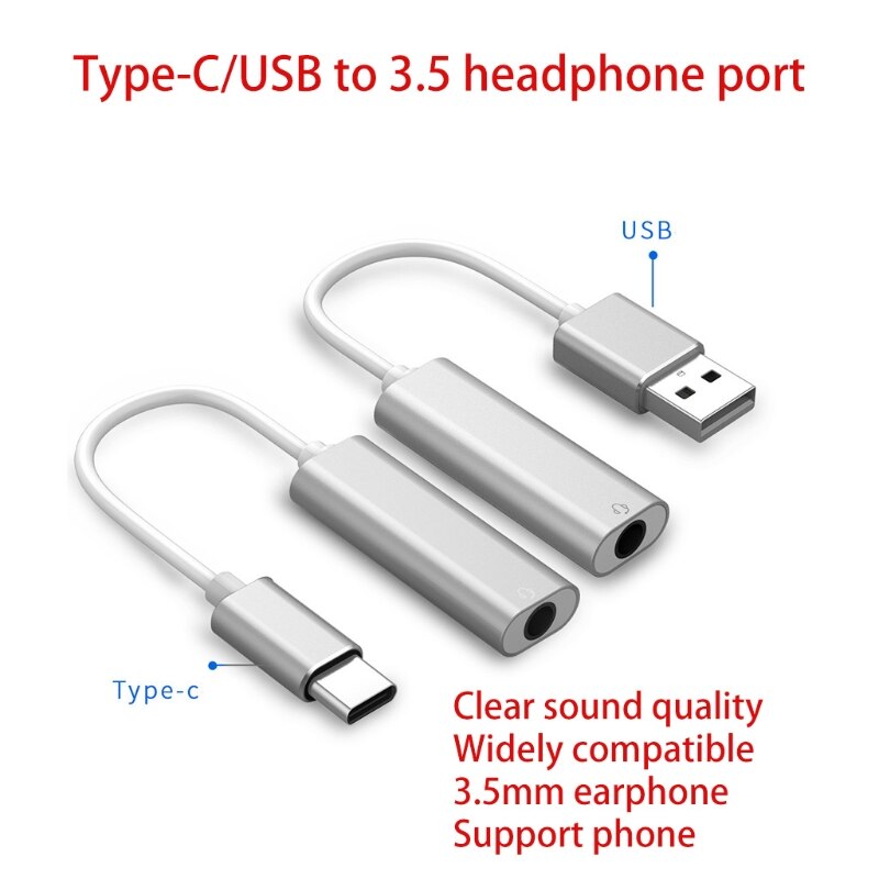 USB type-C To 3.5 mm Stereo Jack Headset Adapter Cable External Sound Card