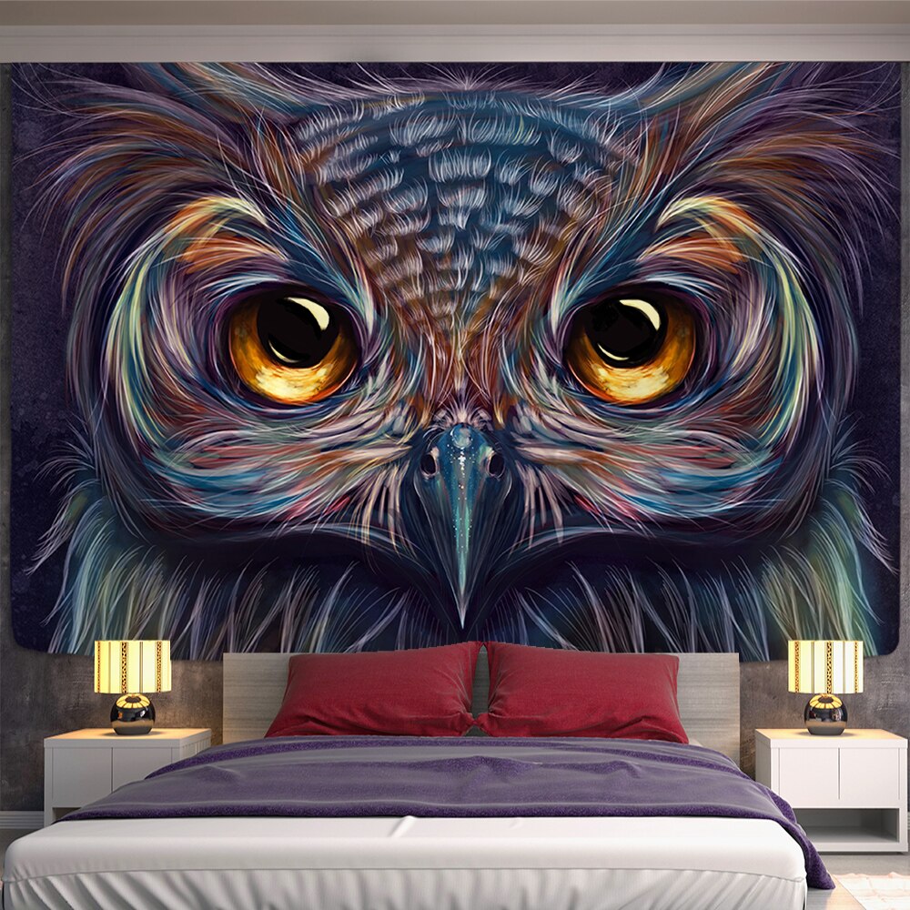 Colorful Psychedelic Owl Tapestry Wall Hanging Bohemian Hippie Art Science Fiction TAPIZ Witchcraft Room Home Decor