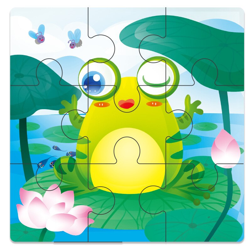 Baby Toys Wooden 3d Puzzle Cartoon Animal Intelligence Kids Educational Brain Teaser Children Tangram Shapes Learning Jigsaw Toy: Frog