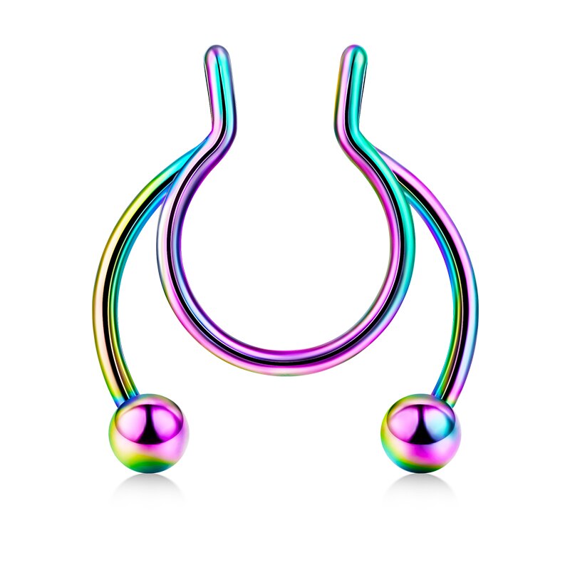 18G Faux Septum nez cerceau anneaux en acier inoxydable fausse lèvre oreille nez Septum anneau Non Piercing pince sur nez cerceau anneaux Piercing du corps