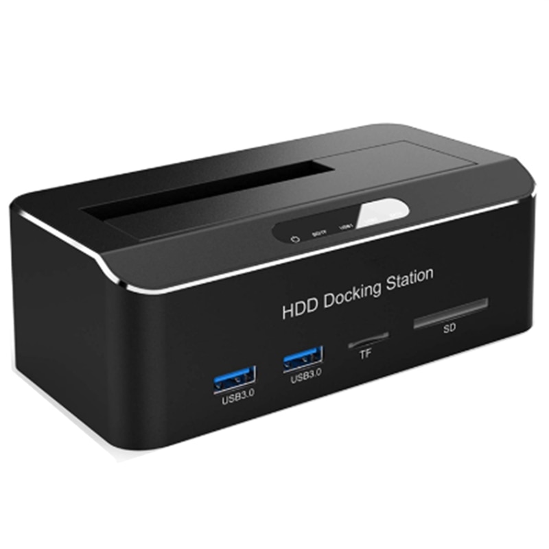 Usb 3.0 à estação de docking do disco rígido externo de sata com cubo de 2 portas e leitor de cartão para 3.5 polegada hdd ssd plugue da ue: Default Title