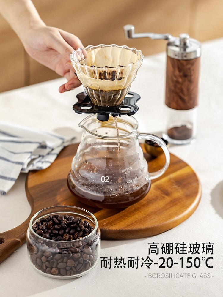 Wood Filter Coffee Machine 400ml Reusable Manual Coffee Maker Set American Home Use Latte Coffee Tool Hand coffee maker set