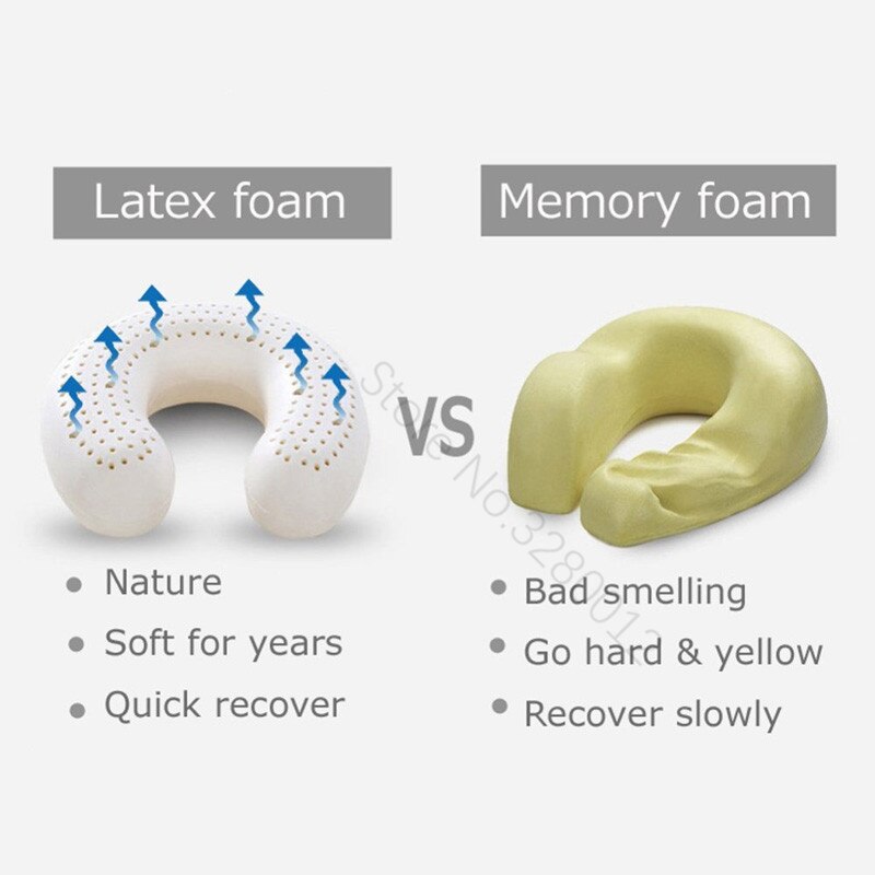 Natuurlijke Latex Reizen Nek Kussen Voor Vliegtuig U-Vormige Kussen Orthopedisch Kussen Kussens Oreiller Almohada Cervicale Poduszkap