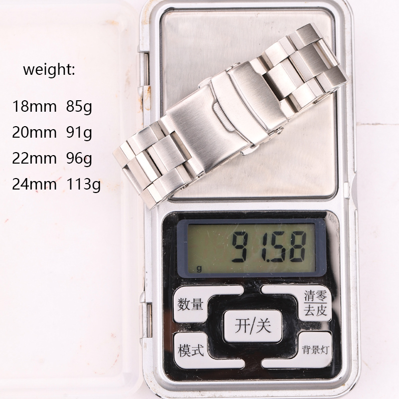 Solid Stainless Steel Brushed Watch Strap with Safety Clasp 18mm 20mm 22mm 24mm Available in Black Silver Unisex Watch Band