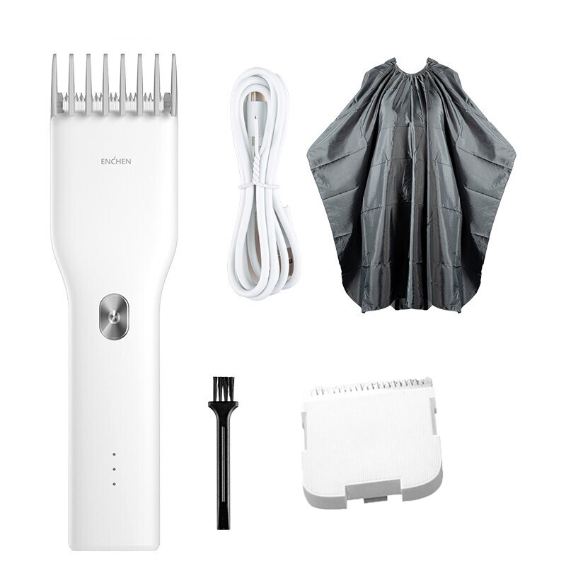 ENCHEN Boost USB Electric Hair Clippers Trimmers For Men Adults Kids Cordless Rechargeable Hair Cutter Machine: White Set 4