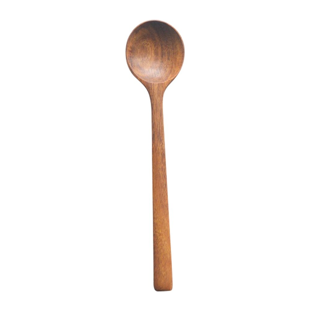 Natural Acacia Kitchen Wooden Spoon Salad Dinner Rice Serving Spoons Wood Fork Spoon Cutlery Tableware Coffee Mixing Spoon: E