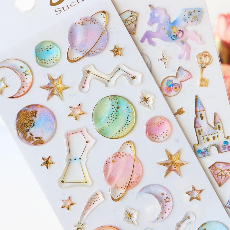 Pegasus Unicorn Castle Label Stickers Set Decorative Stationery Craft Stickers Scrapbooking DIY Diary Album Stick Label