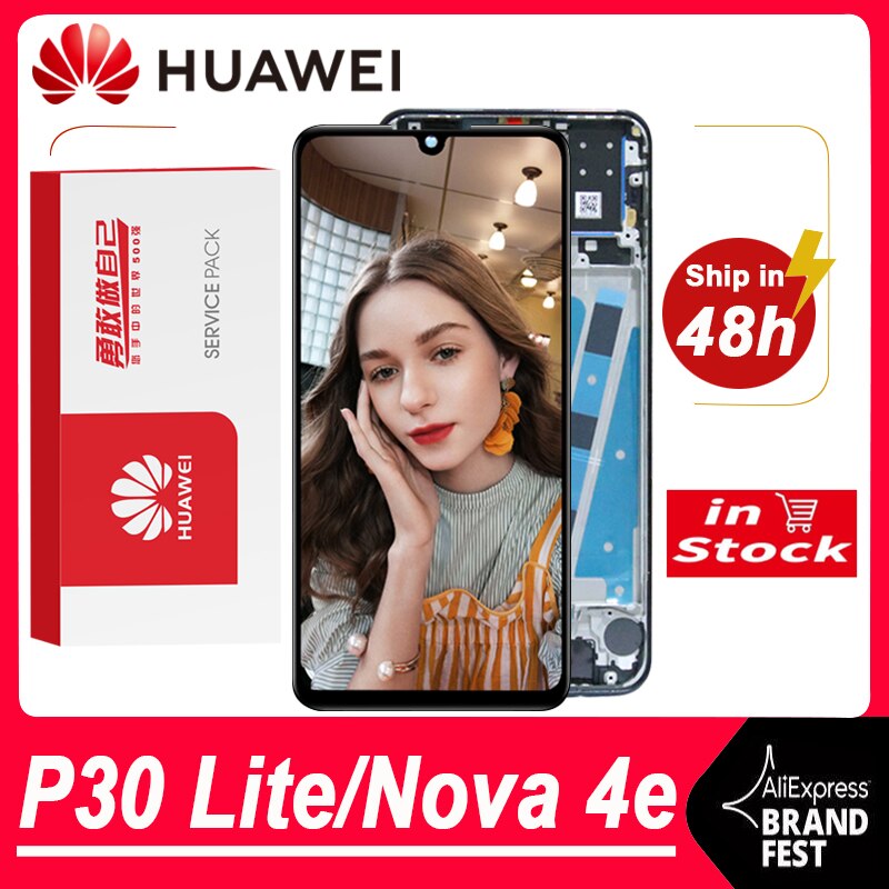 Tela lcd touch screen 100% testada, substituição para huawei p30 lite/nova 4e, peça de reposição, modelo lx2 al01