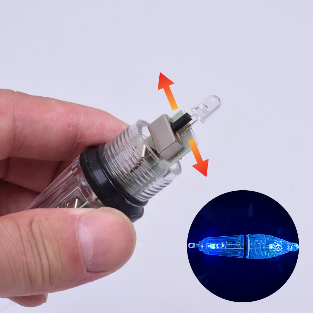1 led blinkende fiskelampe med begge ender, fiskelampe, fiskelampe, undervandslys, fiskeopsamler