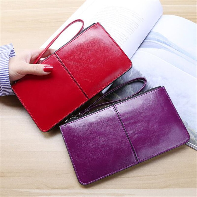 Vrouwen Office Lady Pu Lederen Lange Portemonnee Clutch Rits Business Wallet Bag Kaarthouder Grote Capaciteit Portemonnee