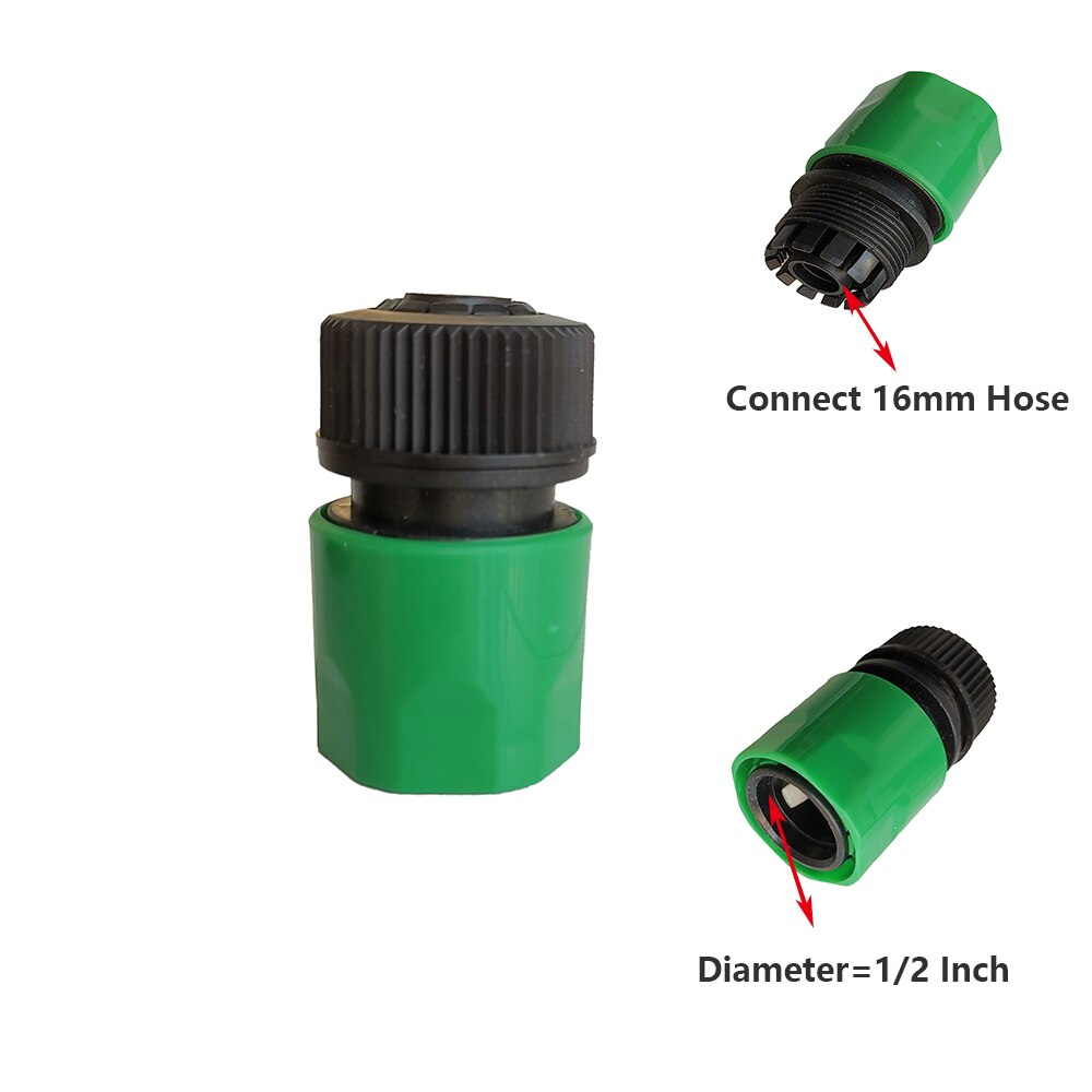 5Pcs Green Threaded Hose End Quick Connector Plastic Water Pipe Fitting 1/2 "Pipe Quick Connector