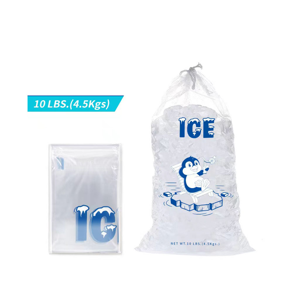 10pcs Ice Bag Durable Drawstring Closure Pack Storage Bags For BBQs Camping Food Stalls Refillable Ice Cubes Bags: black