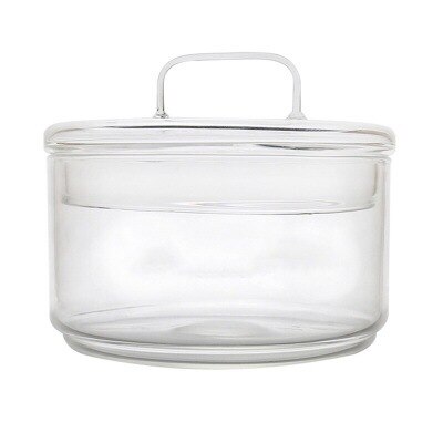 Heat Resistant Glass Bowl Stackable Round Fruit Salad Bowls Clear Kitchen Food Storage Container Cake Plate Set Dessert Tray: 1 cup with 1 lid