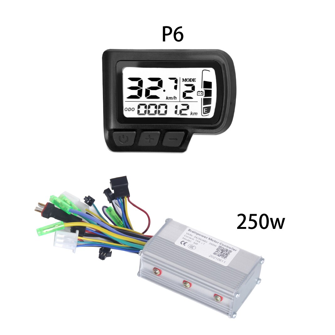Electric Bike Controller 24V/36V/48V 250W/350W Brushless Controller with LCD Display Panel for Electric Bicycle e-bike scooter: P6-250W