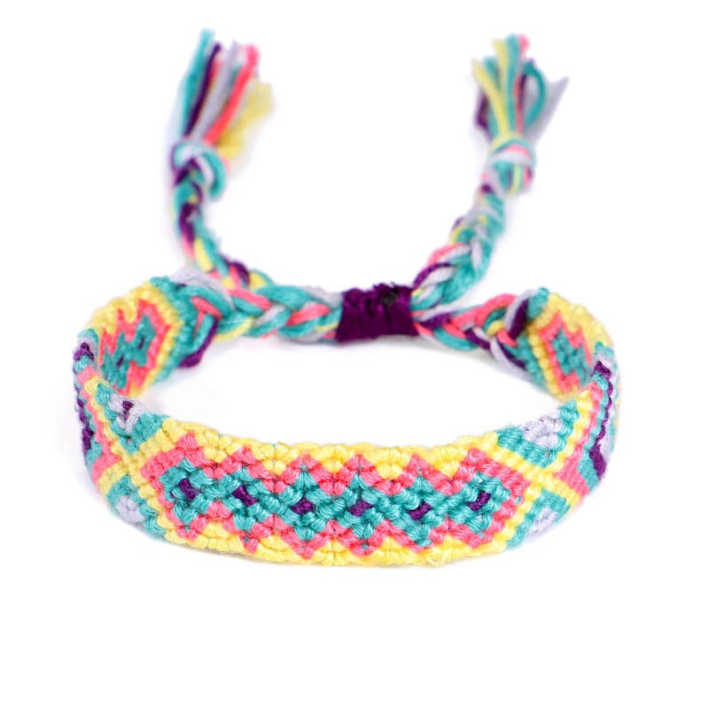 Boho Etnico Braccialetto Fatto A Mano Della Spiaggia di Estate Della Treccia String Involucro di Cotone Corda Intrecciata Braccialetti di Amicizia Per Le Donne Degli Uomini