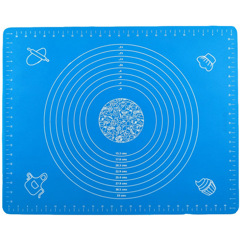 Kneading Pad Silicone Rolling Dough Mat Non-stick Surface Reusable 26x29cm With Scale Kitchen Gadgets Cooking Grill Pastry Tool: Blue