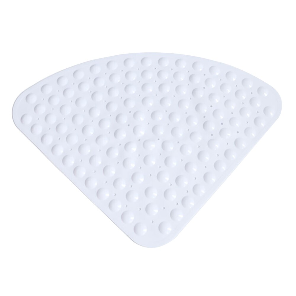 Corner Bath Shower Mat Non Slip Pad Quadrant Sector Rubber Anti-Bacterial Mat: White