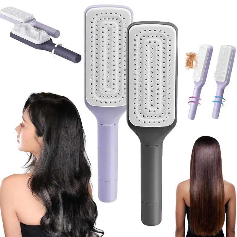 1/2 Stuks Draaibare Zelfreinigende Haarborstel Massage Luchtkussen Kam Magische Intrekbare Zelfreinigende Massage Borstel Telescopische Kam