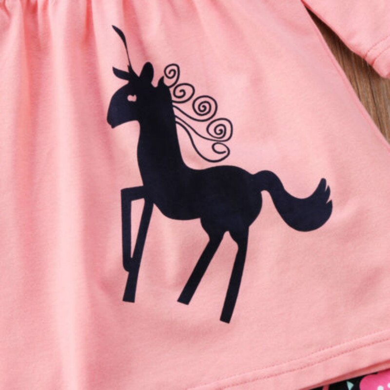 cute Toddler kids Girl set clothes Unicorn long sleeve Tops+ floral Pants Outfits 2pcs set Clothes Set