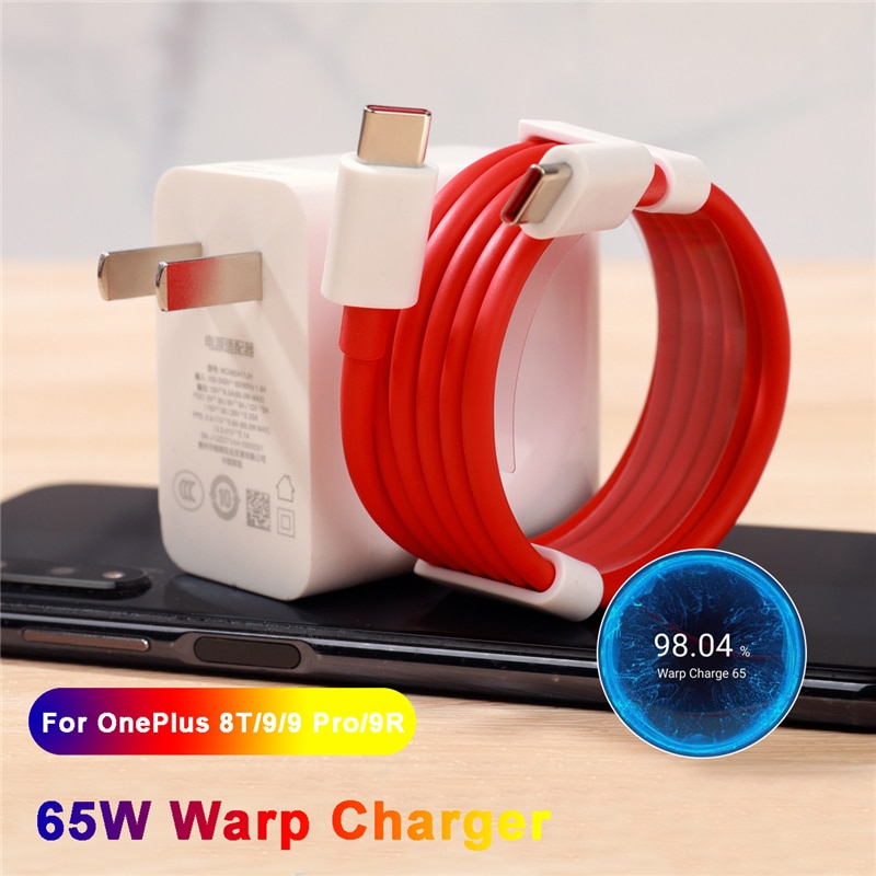 65W Warp Charger For OnePlus 9 Pro 9R 8T 6A 1M USB-C to USB-C Dash/Warp Charging Adapter For One Plus 8 Pro Nord 7T Pro 7 6T 1+6