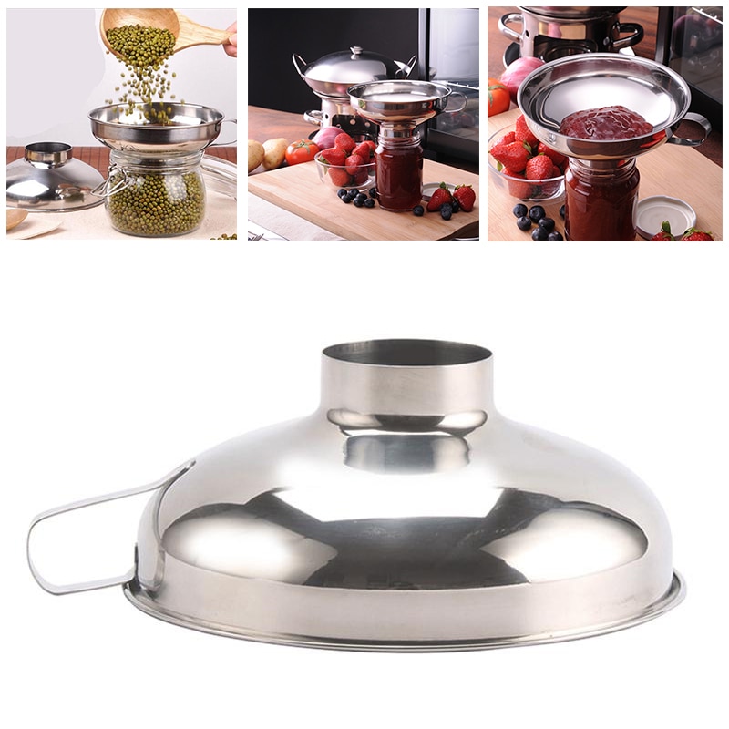 Funnel Stainless Steel Wide Mouth Funnel Colander Canning Hopper Filter Food Pickles Jam Funnel Kitchen Gadgets Cooking Tools