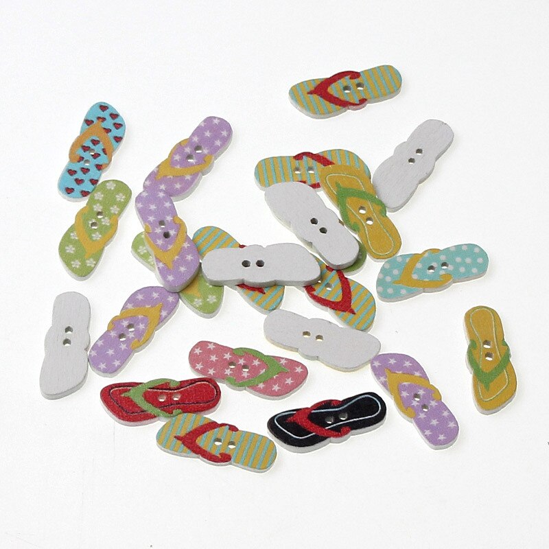 50Pcs Mixed Style 2 Holes Wood Buttons For Clothes Sewing Craft Scrapbooking Handicraft Buttons DIY Apparel Accessories: B02314