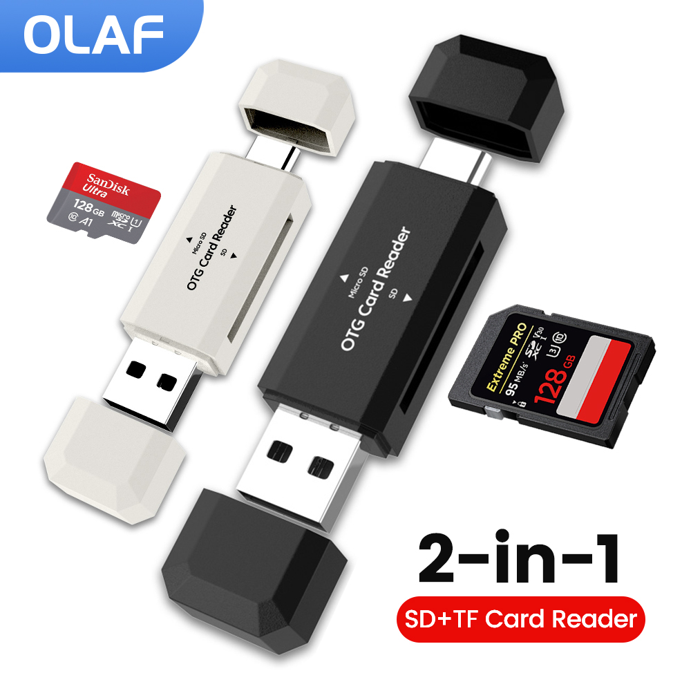 Lector de tarjetas múltiples 2 en 1 de alta velocidad USB tipo C a tarjeta SD TF lector de tarjetas de memoria adaptador de unidad Flash para accesorios de ordenador portátil
